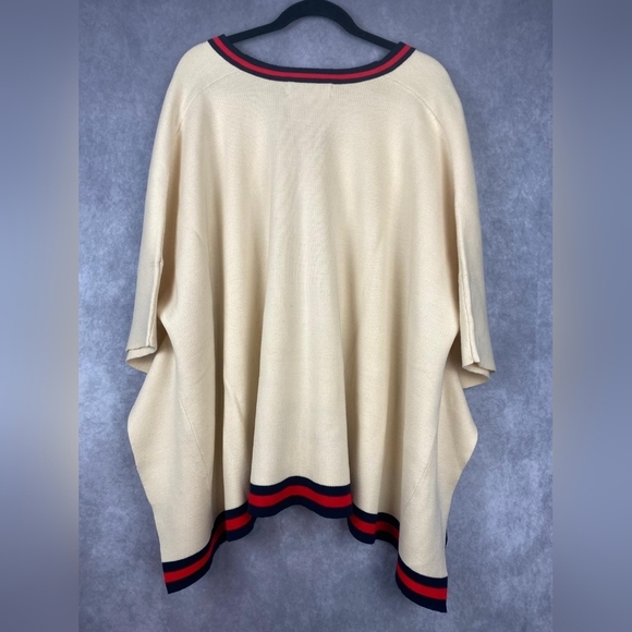 Tuckernuck Camden Soft Knit Poncho Cape V-Neck Ivory One Size - Picture 5 of 10